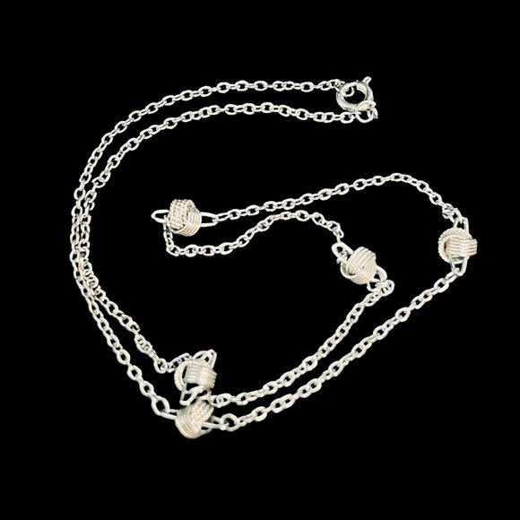 Silver Tone Cable Chain Knot Necklace (5111) - Picture 5 of 6